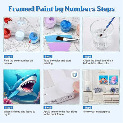 Mrnsiet 4 Pack Framed Paint by Numbers Kit for Kids, Cute Animals Paint by Numbers for Kids Ages 8-12, DIY Acrylic Oil Painting Drawing Kit for Children Beginner 8x8 Inch - color: BKH2421+BKH2422+BKH2423+BKH2424-US