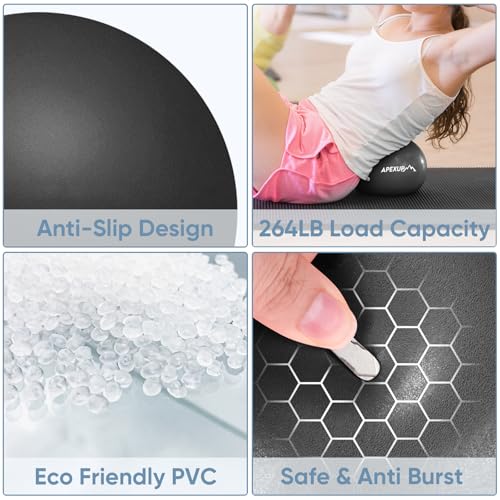 APEXUP 9 Inch Pilates Ball Small Exercise Ball for Yoga, Fitness, Balance, Core Workout, Physical Therapy - color: Carbon Black
