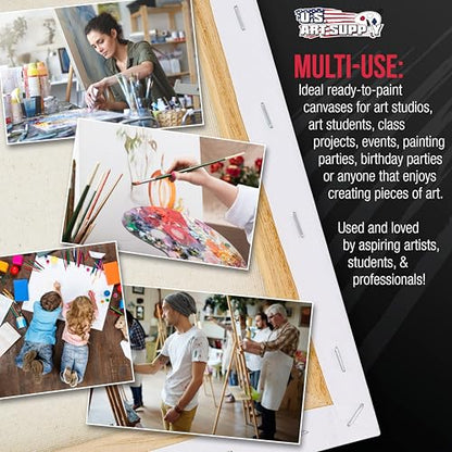 U.S. Art Supply Rectangle Stretched Canvas for Painting 18x60 inch Gallery Depth 1-1/2" Thick, 3-Pack - 12oz Acrylic Gesso Triple Primed, Professional Artist Quality, 100% Cotton - Oil, Pouring Paint - size: 18" x 60"