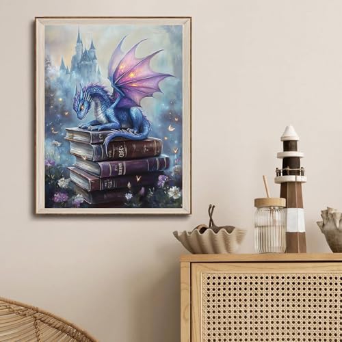 DAZZLEDOTS Dragon Square Diamond Painting Kits for Adults, Book Diamond Art | Square Gem Art for Beginners, 5D DIY Full Drill Diamond Dots Paintings for Home Wall Decor Gift 12X16 Inch - color: DT090