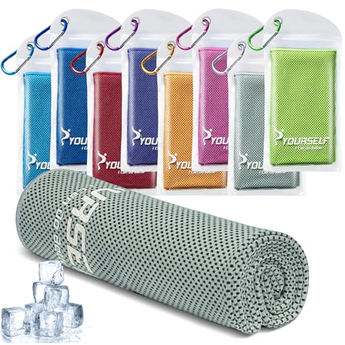 SYOURSELF Cooling Towel, Cooling Towels for Neck,40" x 12"Ice Towel for Instant Cooling Relief, Soft Breathable Chilly, Perfect Yoga, Golf, Sports, Gym, Workout, Athletes Towel (1PC-Grey) - color: Grey