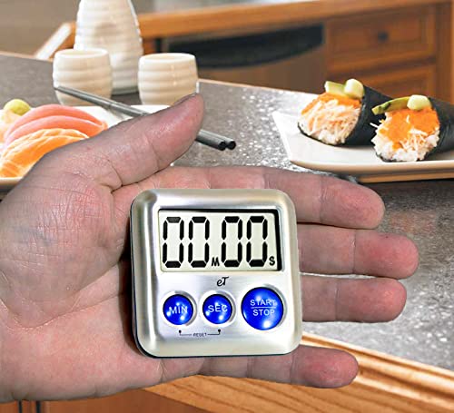 Elegant Digital Kitchen Timer Stainless Steel - Loud Alarm Model eT24 Plum - color: Plumberry