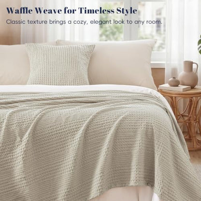 PHF Lightweight Waffle Weave Blanket King for Bed Light Taupe 104"x90" - color: Light Taupe, size: King(104"x90")