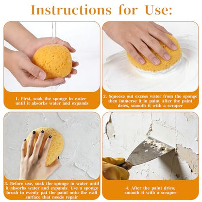 2 Piece Knockdown Texture Sponge Drywall Wall Texture Patch Sponges Home Decor Sponge for Patch/Repair Ceiling Round Clay Sponges for DIY Painting Ceiling Wall Textures, Pottery, Textures