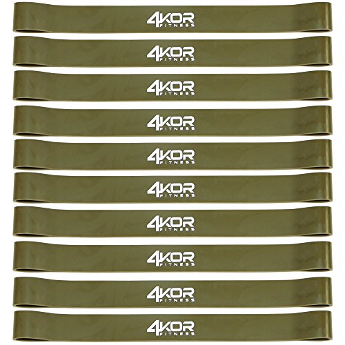 4KOR Fitness Resistance Loop Band Set, Perfect for Crossfit, Yoga, Physical Therapy, and Booty Building - color: Set of 10 Extra Thick 1.0” wide/Tan