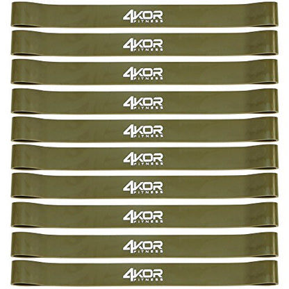 4KOR Fitness Resistance Loop Band Set, Perfect for Crossfit, Yoga, Physical Therapy, and Booty Building - color: Set of 10 Extra Thick 1.0” wide/Tan