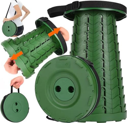 Fishboy Upgraded Collapsible Stool, 400lbs Max Weight, Lightweight But Sturdy, Portable Retractable Folding Telescoping Foldable Camping Stool for Adults Outdoor Fishing Hiking BBQ - color: All Army Green