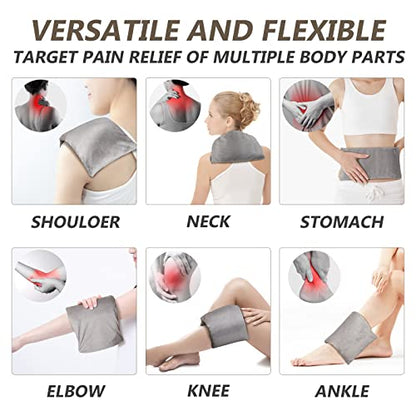 RelaxCoo Heating pad Microwavable with Washable Cover 6 * 12" Microwave Moist Heat Pad for Neck Shoulder, Cramps, Back Pain Relief, Warm Compress Rice Bean Bag Hot Pack for Muscles, Joints, Lavender - style: Grey 1 Pack