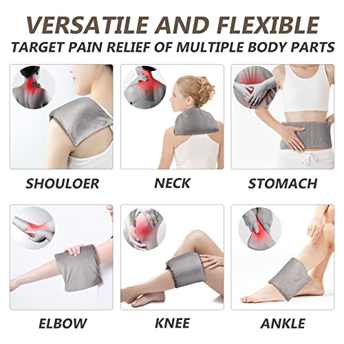 RelaxCoo Microwave Heating pad with Washable Cover 6 * 12" Microwavable Heat Pad for Neck Shoulder, Cramps, Back Pain Relief, Warm Compress Bean Bag Moist Heat Pack for Muscles, Joints, 2 Pack - style: Grey 2 Pack
