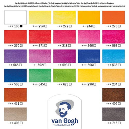 Van Gogh Watercolor Paint Set, Plastic Pocketbox, 24-Half Pan Botanical Selection - color: 24 Botanical (Plastic Pocketbox), style: Half Pan