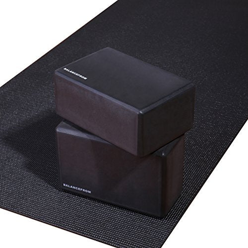 Fitvids Set of 2 High Density Yoga Blocks, 9"x6"x4" Each - color: Black