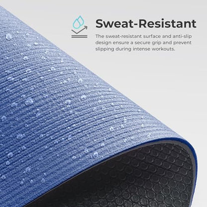 Sunny Health & Fitness Exercise Yoga Mats - Non-Slip Support for Home & Gym - color: Premium Blue
