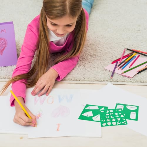 20 Pcs Geometric Stencils, Plastic Shape Drawing Templates Set Simple Tracing Stencil Colorful Reusable Art Craft Stencils for Classroom Drawing DIY Craft DIY Painting
