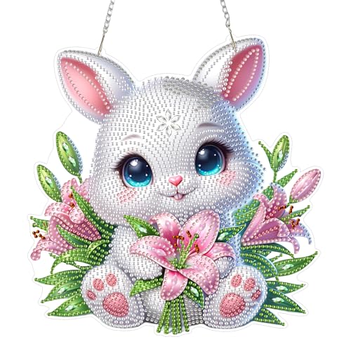 Eiflow Acrylic Diamond Art Hanging Kit for Adults, DIY Diamonds Painting Door Hanger Board Kit, Special Crystal Diamond Art Painting Pendant Ornament (Holding Tulips) - color: Holding Tulips
