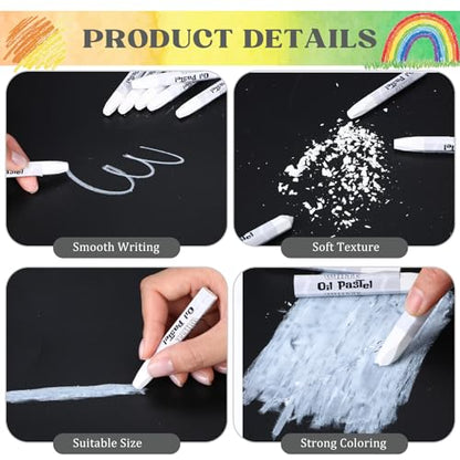 48 Pcs Black and White Soft Oil Pastels Bulk Artists Oil Crayons Single Color Hexagonal Creamy Pastel for Artists Beginners Painting Drawing Relaxing Blending - color: White and Black