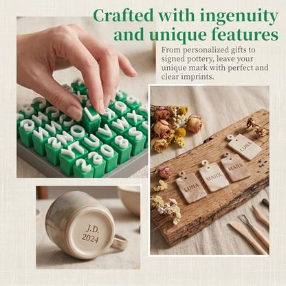 Alphabet Stamps Set for Clay Pottery - Polymer Clay Tools, Uppercase and Lowercase Alphabet Number Symbols Small Press Fondant Embosser DIY Cookie Stamps (Uppercase Alphabet & Numbers) - color: Uppercase Alphabet & Numbers