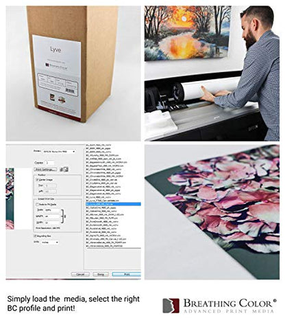 Premium Lyve Matte Canvas Paper Perfect For Use on Professional Makes and Models of Epson, Canon and HP printers preferred by Professionals. 19 mil textured Canvas offered in a 17 inch by 40 ft roll - size: roll-17in-x-40ft-1roll