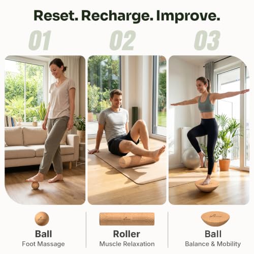 Sportneer Cork Surf Balance Board for Adults, 8-in-1 Balance Trainer