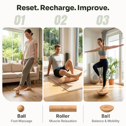 Sportneer Cork Surf Balance Board for Adults, 8-in-1 Balance Trainer