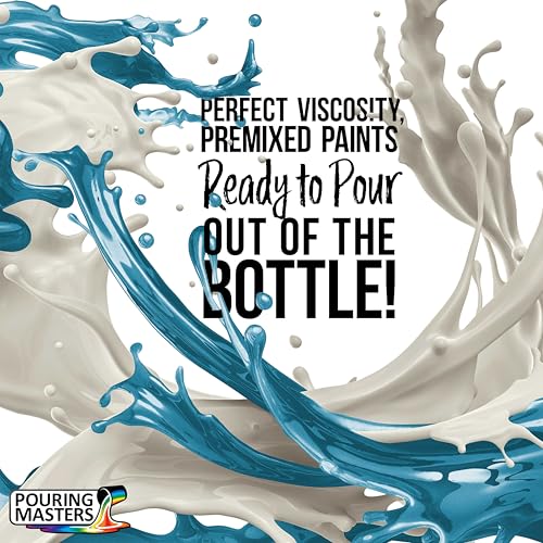 Pouring Masters Ice Blue Metallic Pearl Ready to Pour Acrylic Pouring Paint - Premium 32-Ounce Pre-Mixed Fluid Acrylic Paint - Fluid Art Supplies for Canvas, Wood, Paper, Tile & Rocks | Ready to Pour, Premium Pre-Mixed Fluid Acrylic Paint - Fluid Art Supp