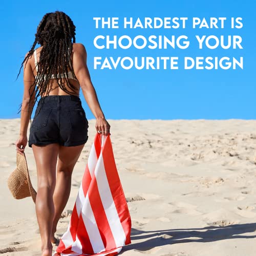 Dock & Bay Beach Towel - Quick Dry, Sand Free - Compact, Lightweight - 100% Recycled - Includes Bag - Cabana - Waikiki Coral Red - Large (160x90cm, 63x35) | Sand-Resistant, Includes Travel Bag, Lightweight & Compact, 100% Recycled DryQ Fabric, Large (160x