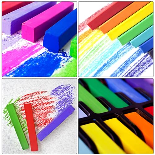 24 Pcs Compressed Charcoal Sticks, 24 Pcs Vibrant Colors Chalk Sticks for Drawing, Blending, and Shading