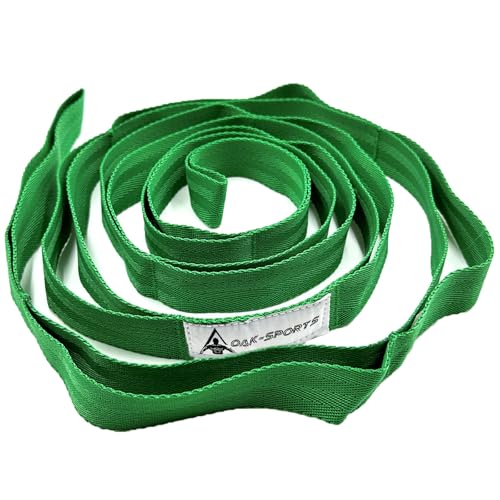 Stretching Strap Yoga Strap with Loops for Physical Therapy, Non-Elastic - color: Dark Green