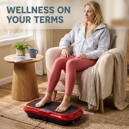 Lifepro Waver Vibration Plate Exercise Machine with 99 Speeds & 10 Presets | Resistance Bands, Non-Slip Surface, 330 lbs Capacity — Vibration Plate for Lymphatic Drainage, Body Toning, Full-Body Workout - color: Red