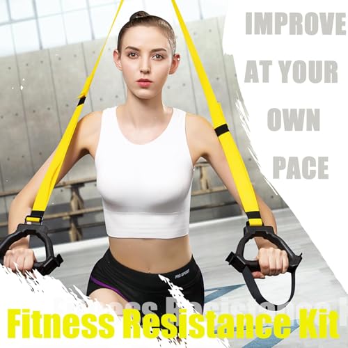 Bodyweight Resistance Training Straps, Home Gym Fitness Trainer kit - color: Army Green