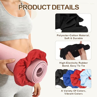 Yoga Mat Scrunchy, Durable & Elastic Fabric Yoga Mat Strap Band - color: Black