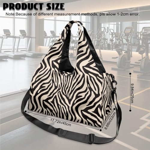 Yoga Gym Bag with Removable Adjustable Shoulder Strap, Shoe Compartment & Top Yoga Mat Holder 17.72x8.66x9.84in - color: Black Zebra Stripe Print