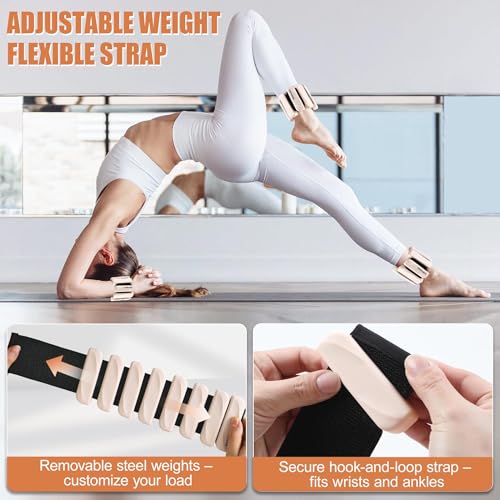 Ankle Wrist Weights for Women 2lbs/4lbs Pairs Adjustable Silicone Weights - color: Beige, size: 4 lbs Pair (2 lb Each)
