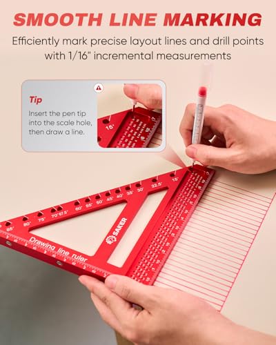 Saker 8.5Inch 3D Multi-Angle Measuring Square Ruler, Aluminum Alloy Carpenter Square,Precision Hole Scribing Ruler with Angle Pin for Woodworking, Engineering, and Construction Projects - size: 8.5inch