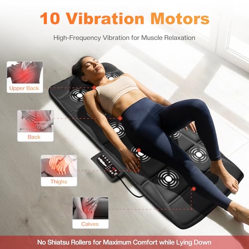CILI Full Body Massage Mat with Heat, Upgrade Graphene Heating Vibration Back Massage Pad, Full Body Massager for Bed Chair Sofa, Massage Mattress Pad, Ideal Gifts for Mom Dad