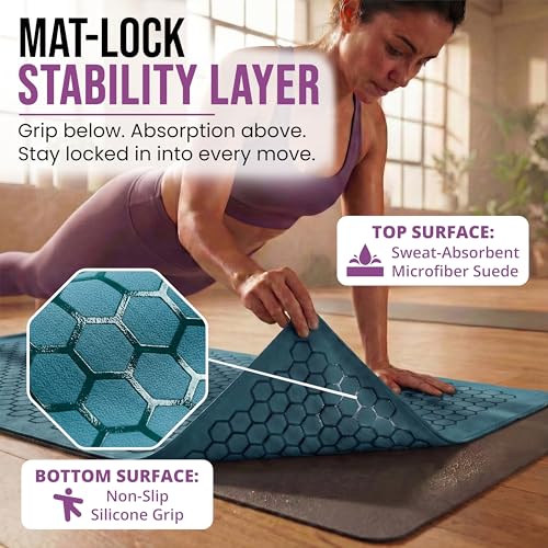 Clever Yoga Hot Yoga Mat Towel – Non-Slip Grip for Hot Yoga, Sweat Absorbent, Honeycomb Silicone Grip, Stays Flat – Ideal for Pilates, Travel, Washable & Lightweight - Turquoise - color: Turquoise