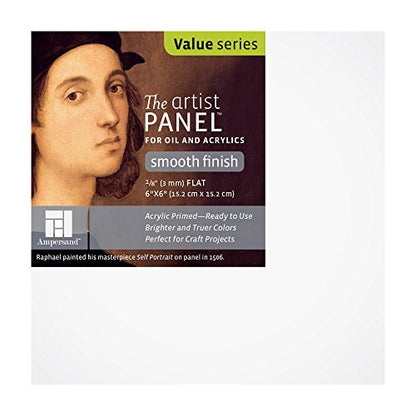 Ampersand Artist Panel Primed Smooth Surface for Painting and Mixed-Media, 1/8 Inch Depth, 6X6 Inch (APS0606) - color: 1/8 Inch Depth, size: 6X6