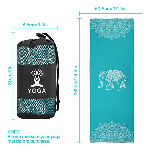 MoKo Yoga Towel for Hot Yoga Mat, Non-Slip Quick-Dry, 74.4 x 27.4 in - color: Lake Blue
