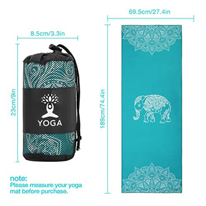 MoKo Yoga Towel for Hot Yoga Mat, Non-Slip Quick-Dry, 74.4 x 27.4 in - color: Lake Blue