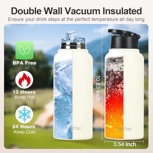 Insulated Water Bottle with Magnetic Phone Holder Compatible with MagSafe and iPhone,Double-Sided Magnet,Hot 12H Cold 24H,Stainless Steel Water Bottle Phone Mount for Sports Travel,32oz (Navy Blue) - color: Navy Blue