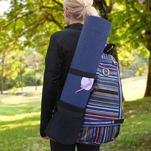 AURORAE Yoga Mat/Gym/Pickleball Cross-body Sling Back Pack. Mat sold separately - color: Purple Stripe