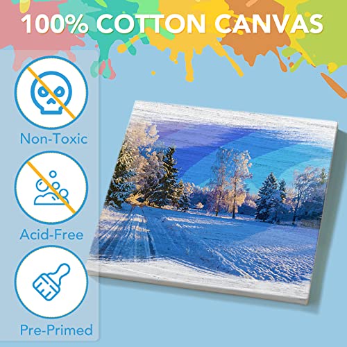ESRICH Mini Canvases for Painting, 5x5In Canvas in Bulk 18Pack, 2/5In Profile Small Square Canvas, Blank Canvases are Great for School Projects and Kids Birthday Parties, Home Decor Project. - size: 5x5in-18 Packs