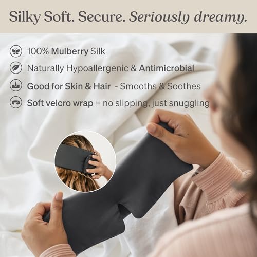 Baloo Silk Weighted Sleep Mask, Grey, Eye Mask with Amethyst Crystal - color: Grey With Amethyst Crystal
