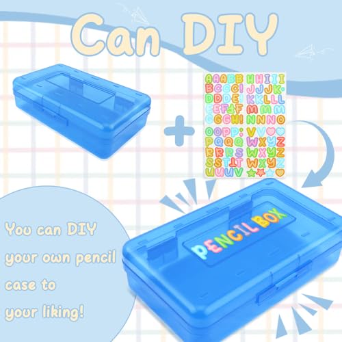 Green Large Plastic Pencil Organizer - Crayon Box, Hard Case, Blue 2 Pack - color: Blue Green