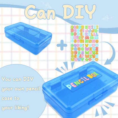 Green Large Plastic Pencil Organizer - Crayon Box, Hard Case, Blue 2 Pack - color: Blue Green
