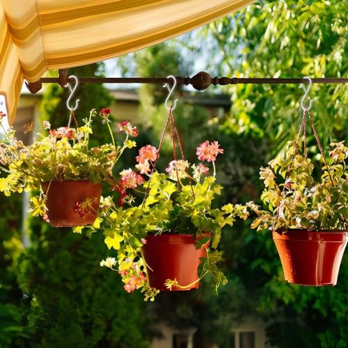 12 PCS S Hooks for Hanging with Safety Buckle, Heavy Duty Metal S Hooks | 3.5 inch S Shaped Hanger Hooks for Hanging Kitchen Utensil, Cups Pots Pan Closet Plants Purse Bags Hats (White) - color: White