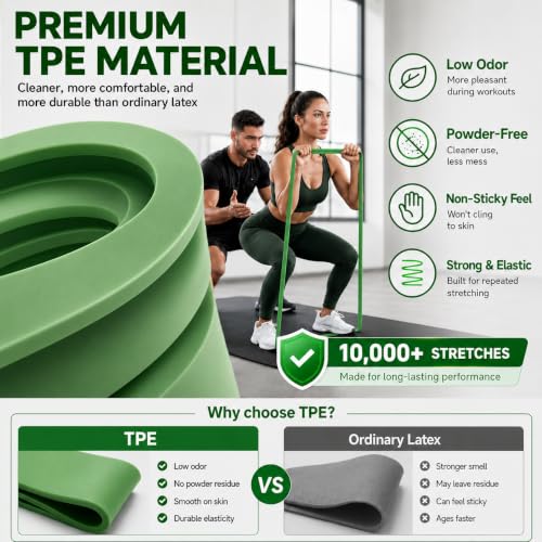 Resistance Bands for Working Out, 5-125LBS Pull Up Assist Bands Set - color: Green and Others With handle