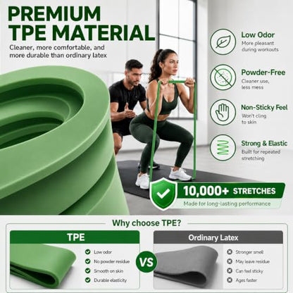 Resistance Bands for Working Out, 5-125LBS Pull Up Assist Bands Set - color: Green and Others With handle
