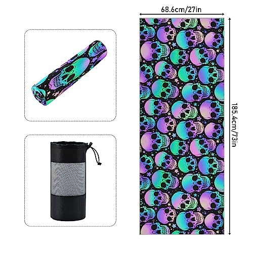 Yoga Mat Towel Colorful Skull, 73" x 27" - color: Colorful Skull