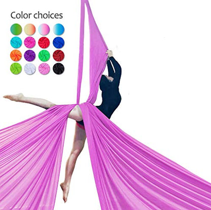 Durable Aerial Silks Starter Kit with 11-Yard Yoga Hammock & Hardware - color: Pink