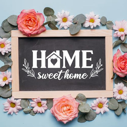 Keluna Welcome Home Stencils for Painting - 28 Pcs Reusable Welcome Letter Stencils for Crafts, Half Round Texture Template, Flower Paint Stencil for Painting on Wood Sign Wall Decor - style: half round stencil